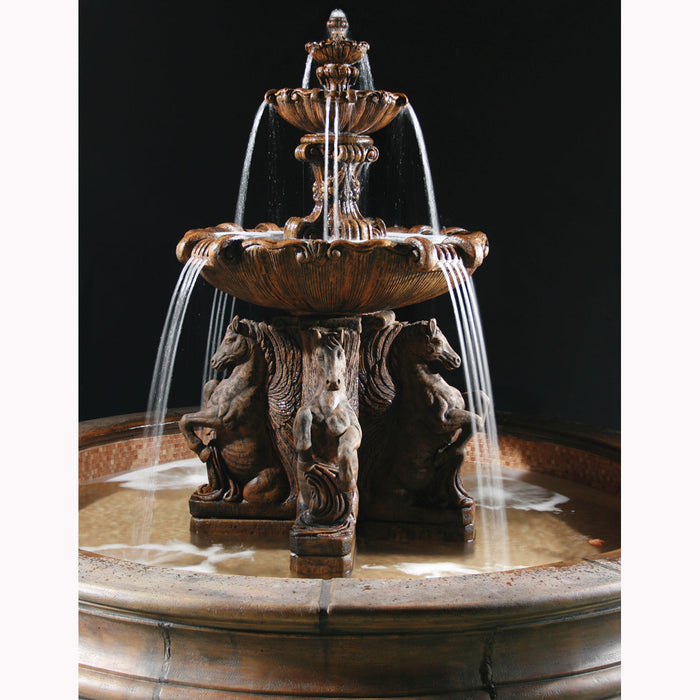 Al's Garden Art 2-Tier Cavalli Outdoor Water Fountain for Pond (without basin coping components)