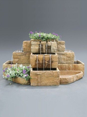 Al's Garden Art Stone Courtyard Cascade Outdoor Fountain