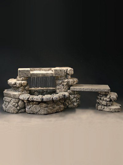 Al's Garden Art Rainbow Falls Outdoor Water Fountain With Bench