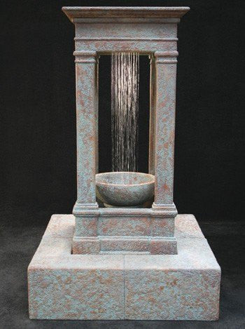 Al's Garden Art Old World Center Rain Outdoor Water Fountain, Tall with Bowl