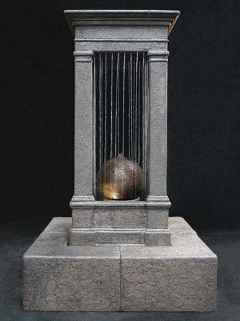 Al's Garden Art Old World Curtain Rain Outdoor Water Fountain, Tall with Sphere