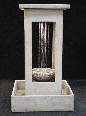 Al's Garden Art Smooth Center Rain Outdoor Fountain With Bowl and Square Basin