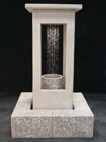 Al's Garden Art Smooth Center Rain Outdoor Fountain - Tall with Column