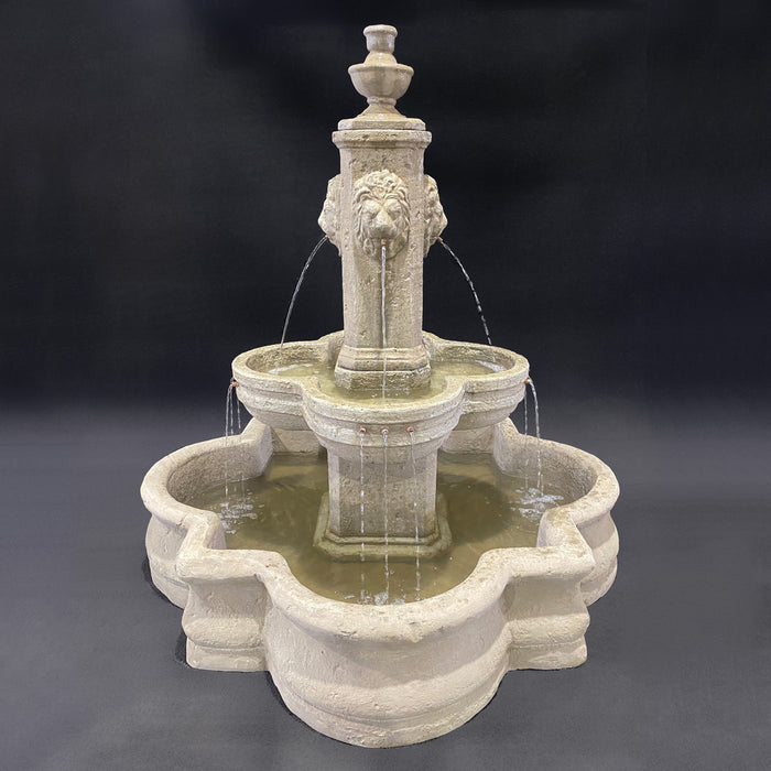 Al's Garden Art Diamante Lion Fountain with 66" Quatrefoil Basin