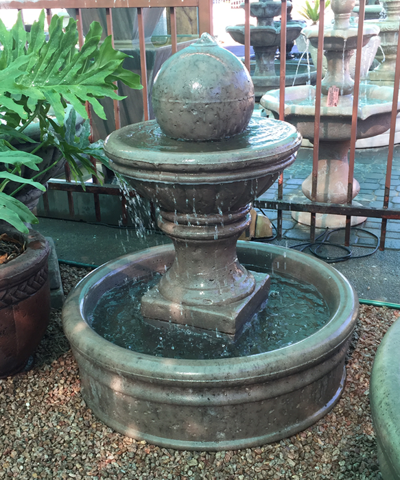 44'' Tall Concrete Tiered Tuscany Outdoor Garden Fountain w/ Basin