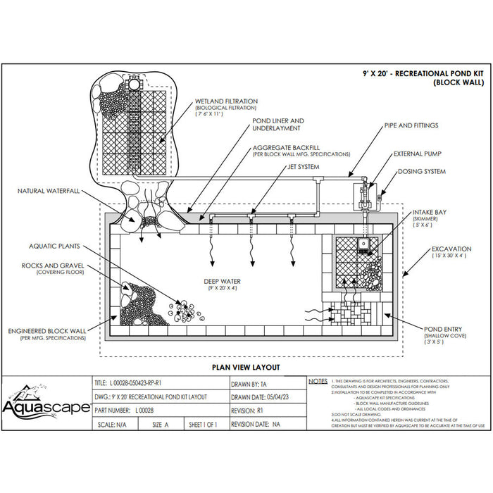 Aquascape Recreational Pond Kit 9x20