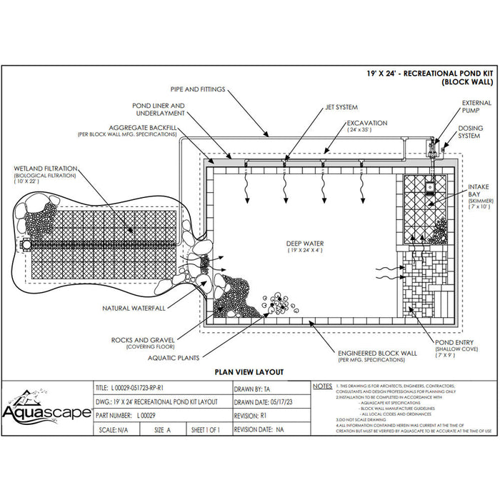 Aquascape Recreational Pond Kit 19x24