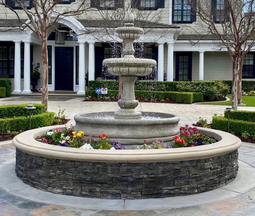 Al's Garden Art Pioggia Cast Stone Tiered Outdoor Fountain with 55" Basin