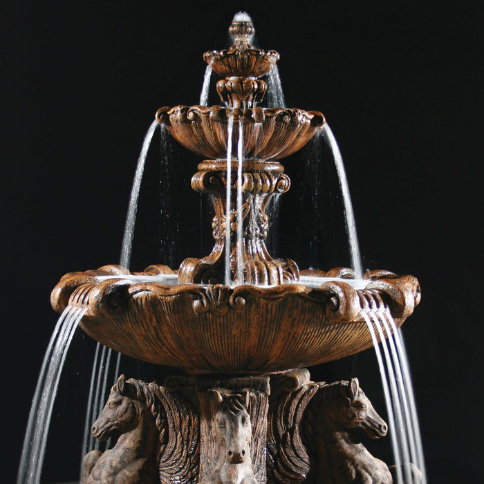 Al's Garden Art 2-Tier Cavalli Outdoor Water Fountain With 12 Foot Bracci Basin