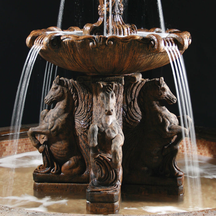 Al's Garden Art 2-Tier Cavalli Outdoor Water Fountain for Pond (without basin coping components)