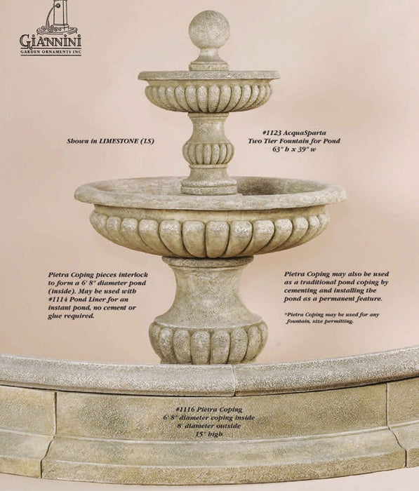 Giannini’s Garden Ornaments Acqua Sparta Two Tier Outdoor Fountain For Pond