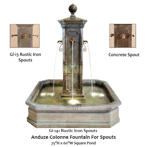 Giannini’s Garden Ornaments Anduze Colonne Fountain For Spouts