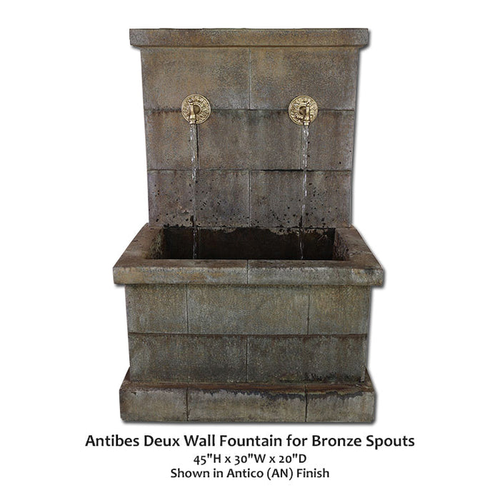 Giannini’s Garden Ornaments Antibes Deux Wall Fountain for Bronze Spouts