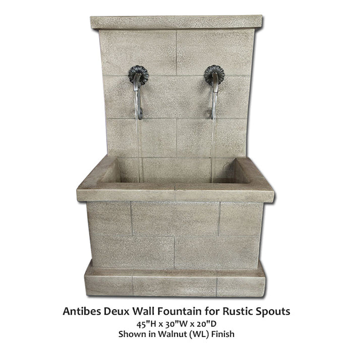 Giannini’s Garden Ornaments Antibes Deux Wall Fountain for Rustic Spouts