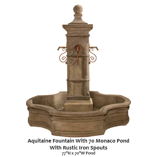 Giannini’s Garden Ornaments  Aquitaine Fountain With 70" Monaco Pond