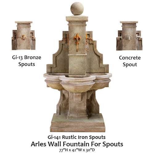Giannini’s Garden Ornaments  Arles Wall Fountain For Spouts