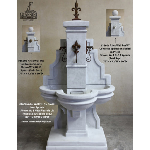 Giannini’s Garden Ornaments  Arles Wall Fountain For Spouts