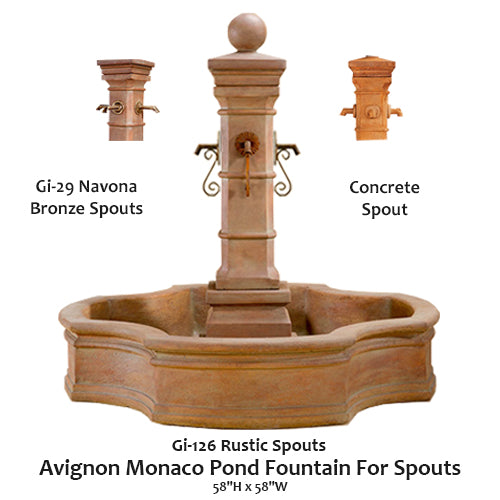 Giannini’s Garden Ornaments  Avignon Monaco Pond Fountain For Spouts