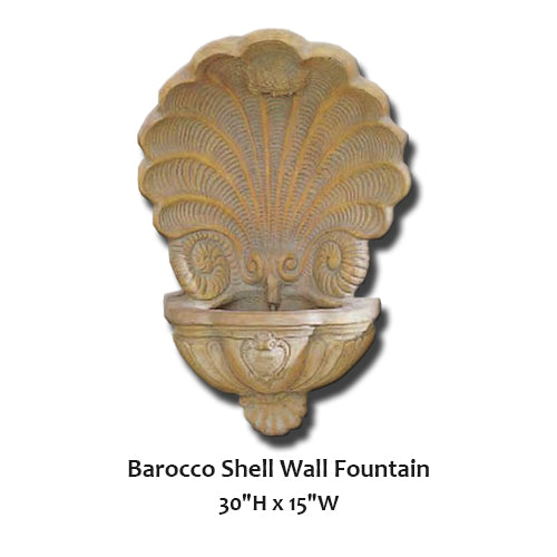 Giannini’s Garden Ornaments  Barocco Shell Wall Fountain