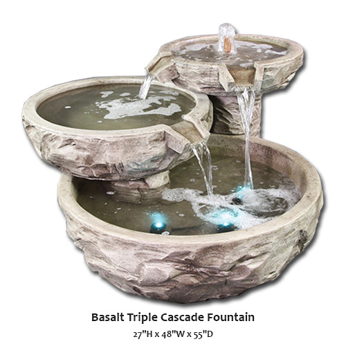 Giannini’s Garden Ornaments  Basalt Triple Cascade Fountain