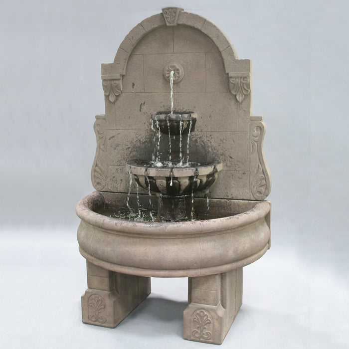 Al's Garden Art Bavarian Wall Outdoor Fountain With Plain Basin And Pedestals
