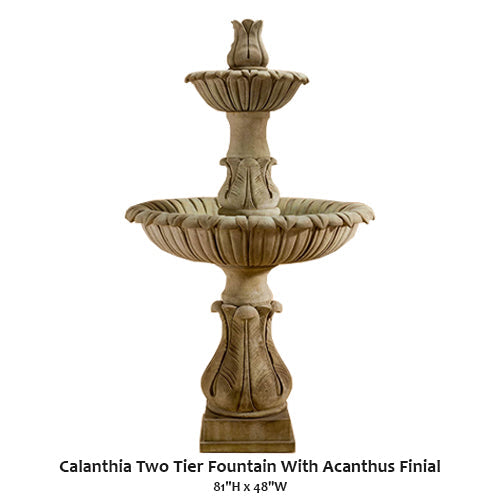 Giannini’s Garden Ornaments Calanthia Two Tier Fountain With Acanthus Finial