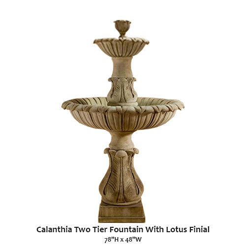 Giannini’s Garden Ornaments Calanthia Two Tier Fountain With Lotus Finial