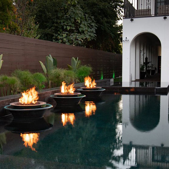 The Outdoor Plus Cazo 360 Fire & Water Bowl in Smooth Patina Copper
