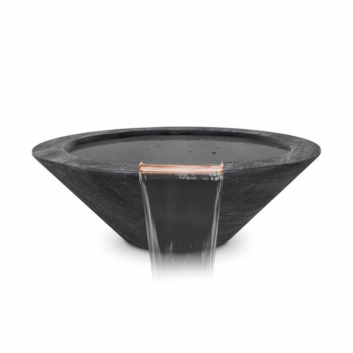 The Outdoor Plus Cazo Wood Grain Water Bowl in GFRC Concrete