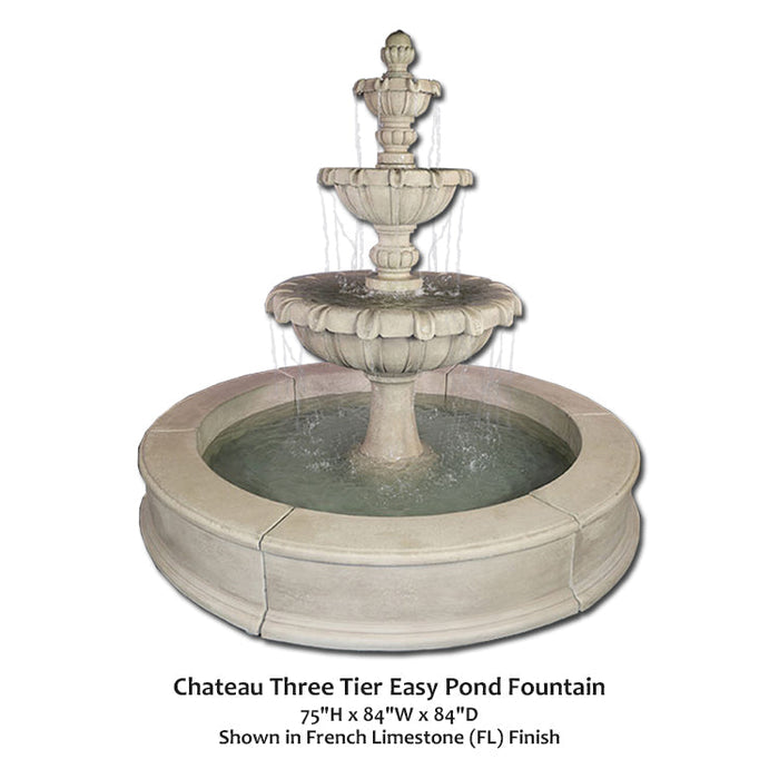 Giannini’s Garden Ornaments  Chateau Three Tier Easy Pond Fountain