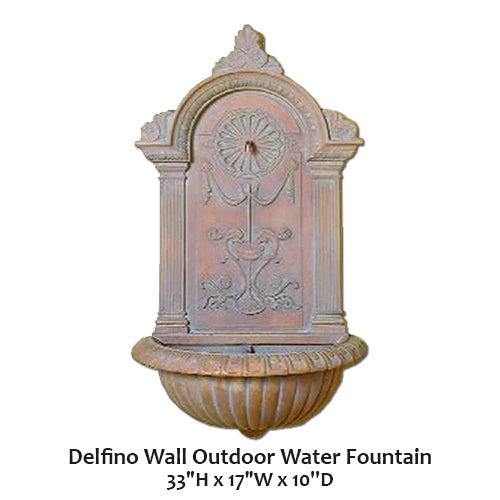 Giannini’s Garden Ornaments  Delfino Wall Outdoor Water Fountain