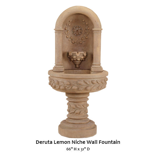 Giannini’s Garden Ornaments  Deruta Lemon Niche Wall Fountain