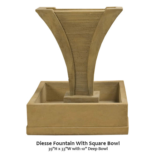 Giannini’s Garden Ornaments Diesse Fountain With Square Bowl