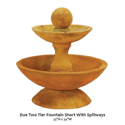 Giannini’s Garden Ornaments Due Two Tier Fountain Short With Spillways
