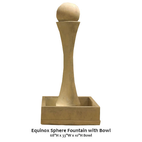 Giannini’s Garden Ornaments  Equinox Sphere Fountain with Square Bowl