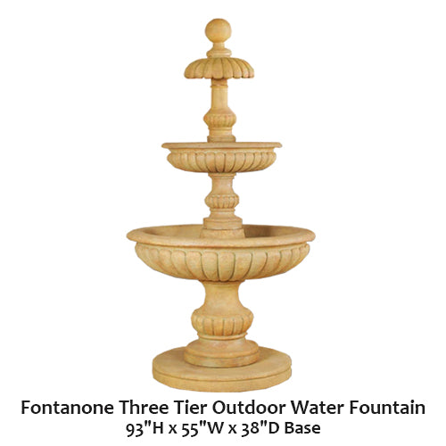 Giannini’s Garden Ornaments Fontanone Three Tier Outdoor Water Fountain