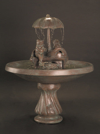 Al's Garden Art Frogs on Love Seat Cast Stone Fountain
