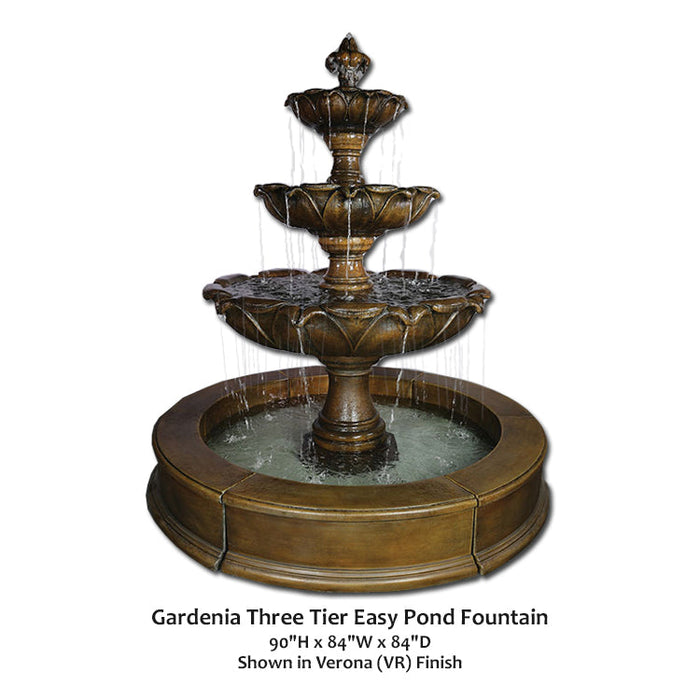 Giannini’s Garden Ornaments  Gardenia Three Tier Easy Pond Fountain