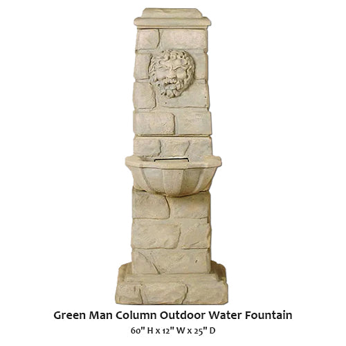 Giannini’s Garden Ornaments Green Man Column Outdoor Water Fountain