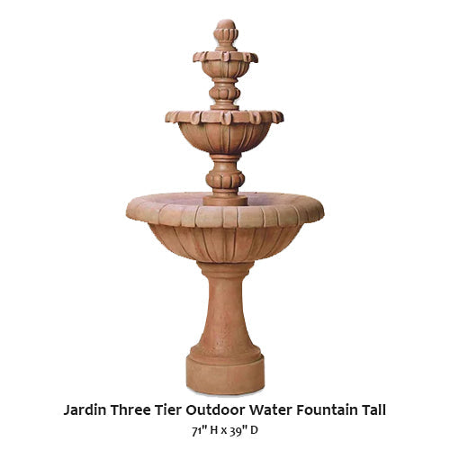 Giannini's Garden Ornaments Jardin Three Tier Outdoor Water Fountain Tall