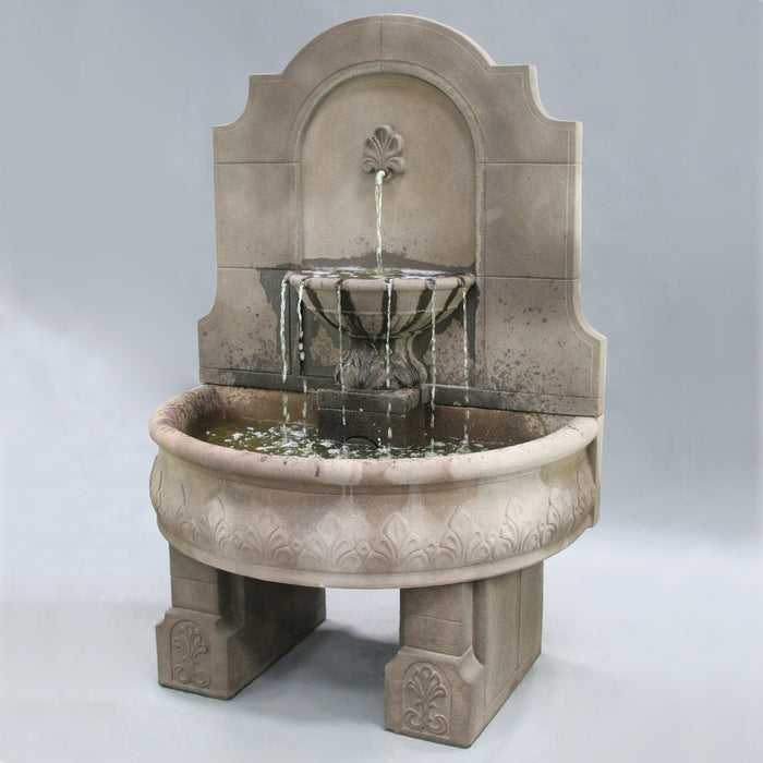 Al's Garden Art Provincial Cast Stone Wall Outdoor Fountain With Pedestals