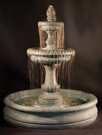 Al's Garden Art Pioggia Cast Stone Tiered Outdoor Fountain with 55" Basin