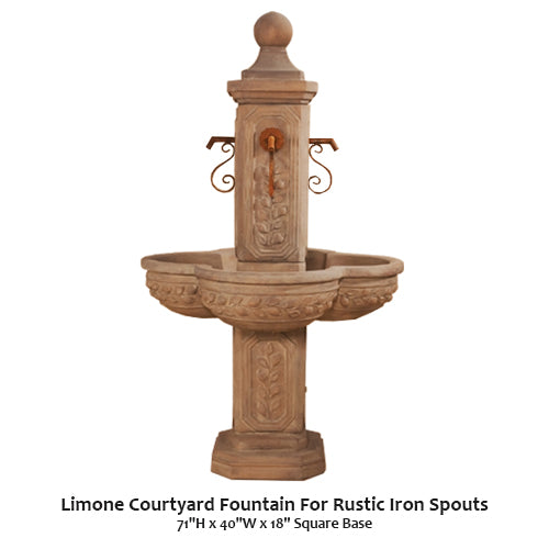 Giannini’s Garden Ornaments Limone Courtyard Fountain For Rustic Iron Spouts