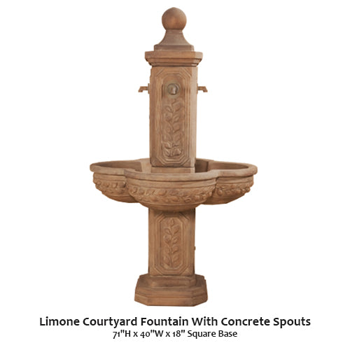 Giannini's Garden Ornaments Limone Courtyard Fountain With Concrete Spouts