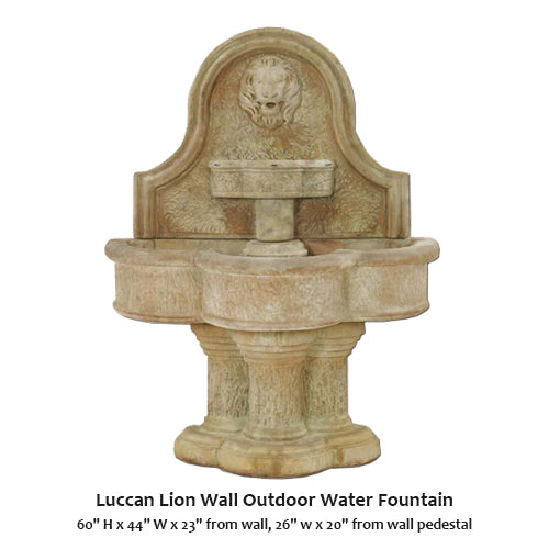 Giannini’s Garden Ornaments Luccan Lion Wall Outdoor Water Fountain