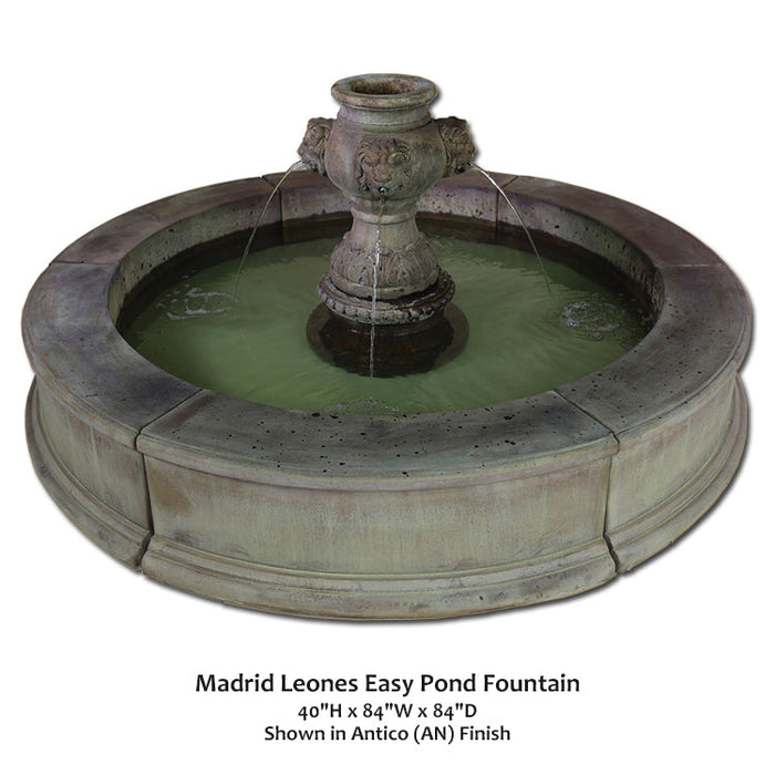 Giannini’s Garden Ornaments Madrid Leones Easy Pond Fountain