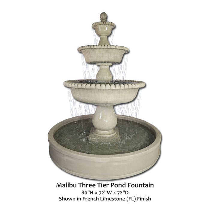 Giannini's Garden Ornaments Malibu Three Tier Pond Fountain