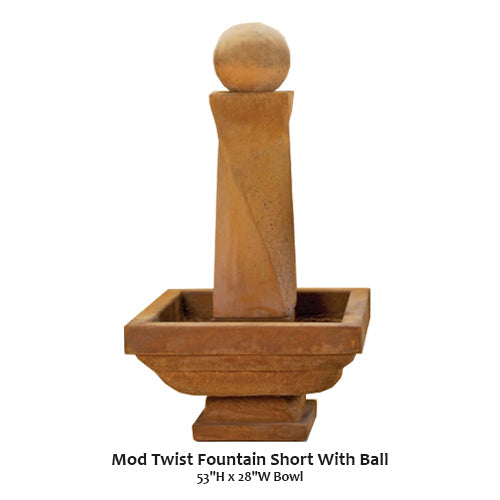 Giannini's Garden Ornaments  Mod Twist Fountain Short With Ball