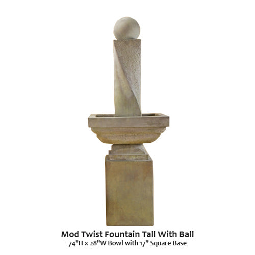 Giannini's Garden Ornaments  Mod Twist Fountain Tall With Ball