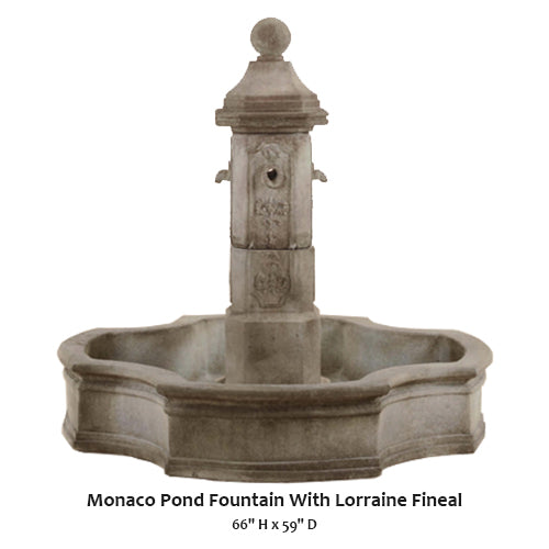 Giannini’s Garden Ornaments Monaco Pond Fountain With Lorraine Finial